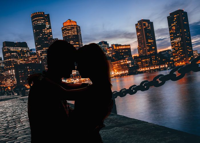 couple in the evening boston