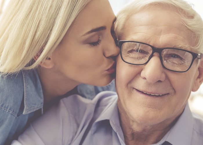 young girl and old man