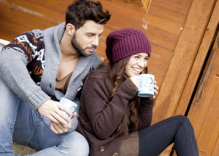 couple drinks tea outdoor