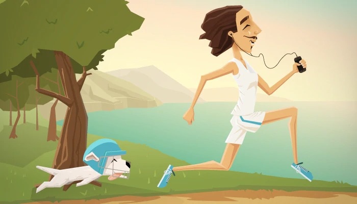 running with a dog