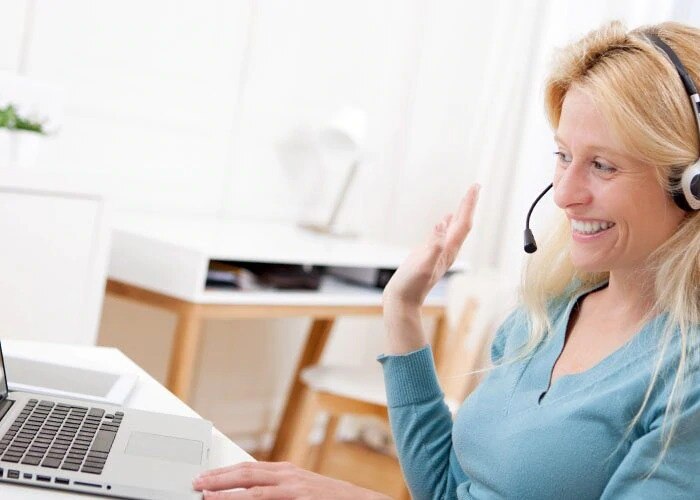 woman calling on skype