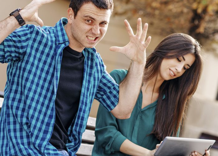annoyed man with woman who annoy